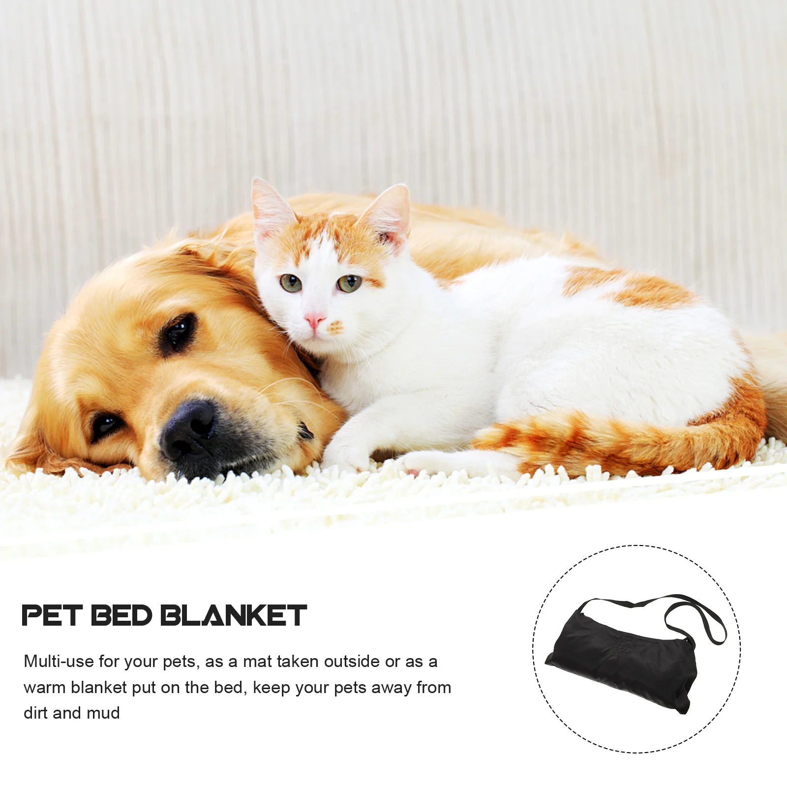 Tapis d'extérieur pliable et léger pour animaux de compagnie, couverture chauffante imperméable pour chiens et chats, couverture de voyage noire pour animaux de compagnie