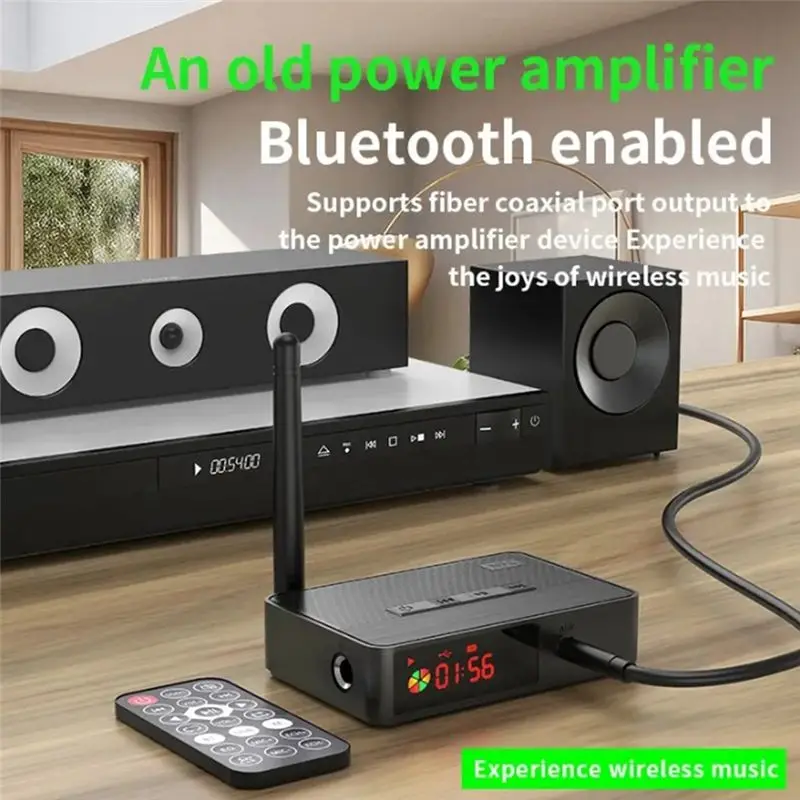 AS95 Bluetooth 5.3 Transmitter Receiver, 3.5mm AUX Optical HIFI Wireless Audio Adapter with U Disk TF Card for TV Music