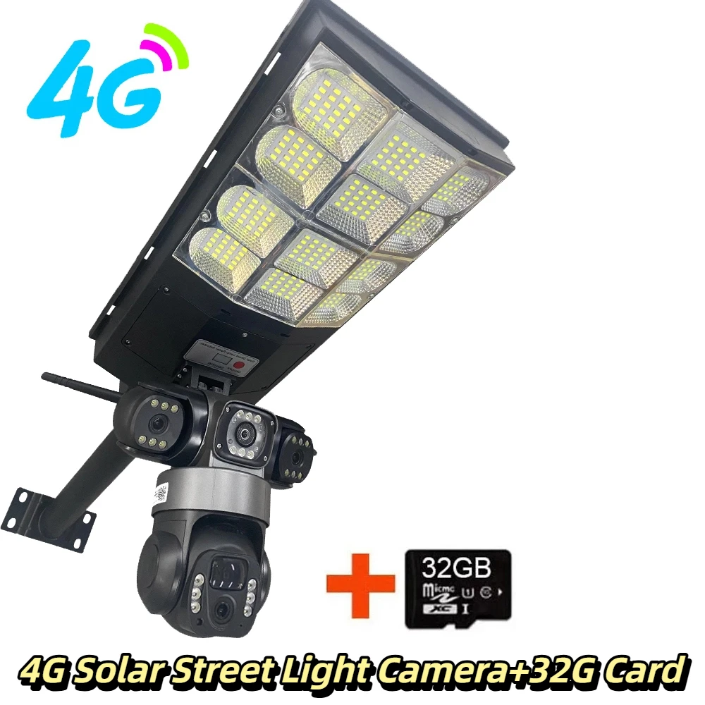 12 MP zonnecamera 4G buitenstraatverlichting 3 lenzen HD 3 scherm PIR menselijke detectiecamera's IP66 waterdicht nachtzicht CCTV-beveiliging