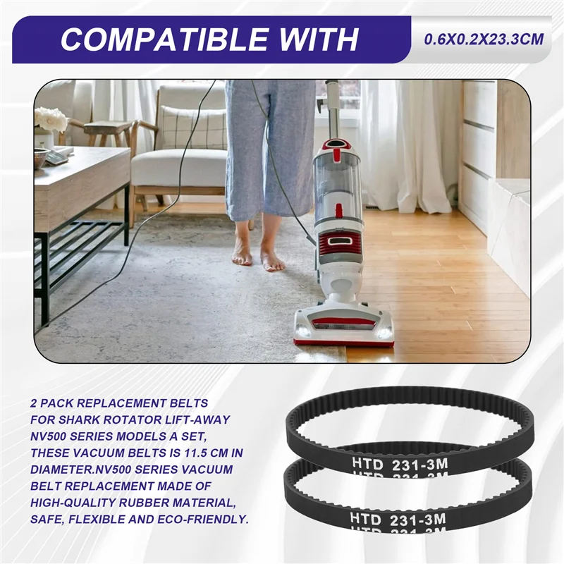 

2 Pack Replacement Belts For Shark NV501, NV502, NV503, NV505, NV500W The Rotator Lift-Away Vacuum Parts-A74P