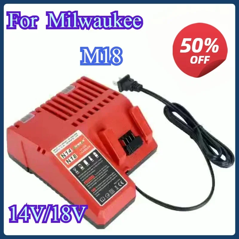 

Replacement Li-ion Battery Charger Multi Voltage Charger for Milwaukee M18 14.4V-18V 48-11-1850 48-11-1840 48-11-1815 48-11-1828