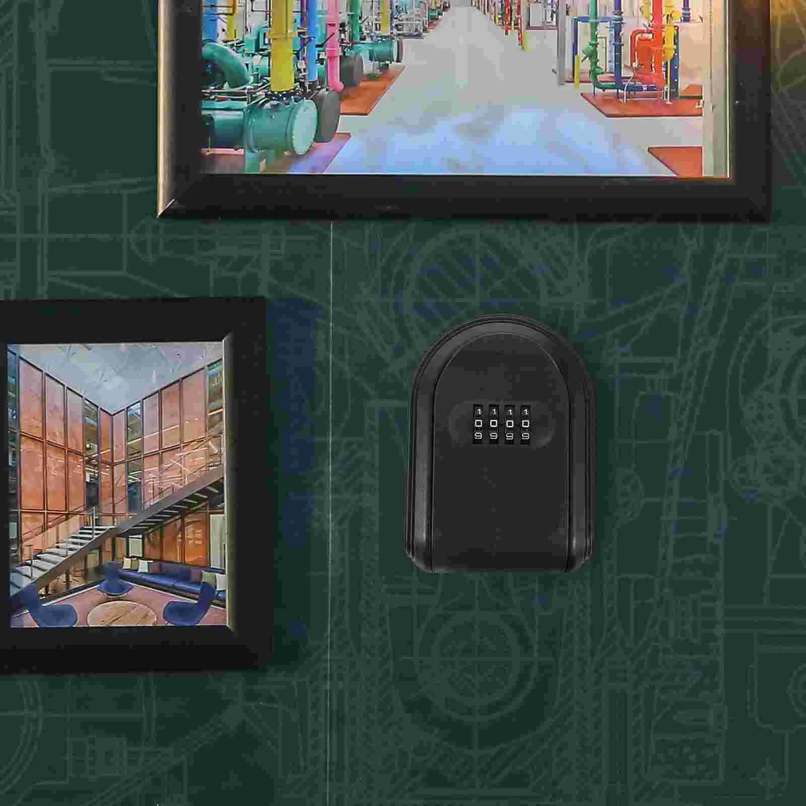 Key Box Password Lock Door Wall Mounted Safe (Black) 1pc Hider Lockbox for outside Keys Outdoor Keychain