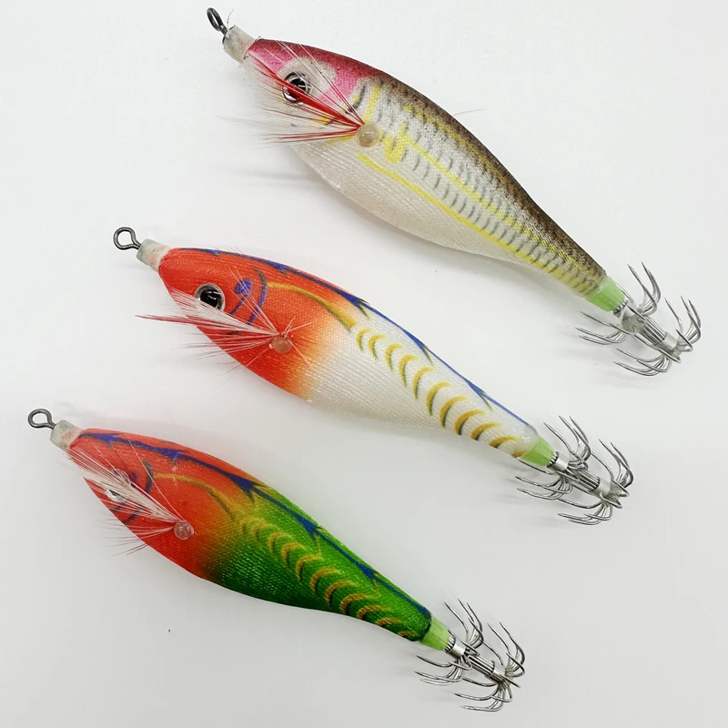 Squid Hook8.5cm Rush Egi Jig Baits WOOD Shrimp Lure luminous Japanese yo zuri Gambar Floating Sutte Octopus Squid Jig