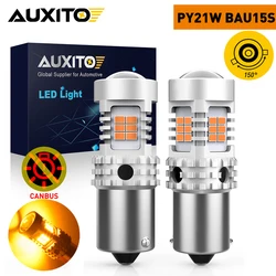 AUXITO 2Pcs PY21W BAU15S LED Orange Canbus No Hyper Flash For BMW 2 3 Mazda Nissan 1156 BA15S Turn Signal Light Amber Car Bulbs