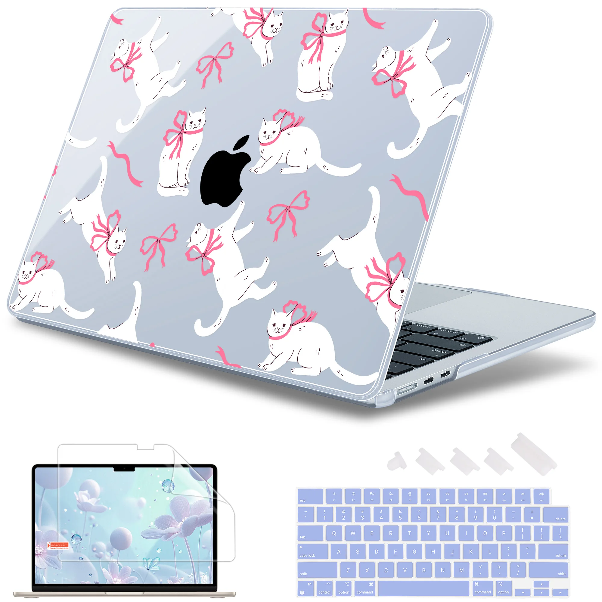 

Crystal Blue print Kitten Hard Case For MacBook M4 M3 M2 Air 13.6 A2681 A3113 A3240 Air 15 2024 A3241 A3114 A2941 2023 2022 New