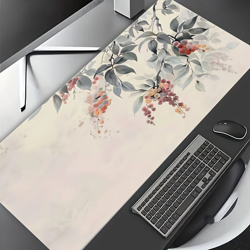 Tappetino per mouse da gioco extra large con design a foglie astratte, base in gomma antiscivolo, bordo di precisione, tappetino da scrivania lavabile per giocatori e O