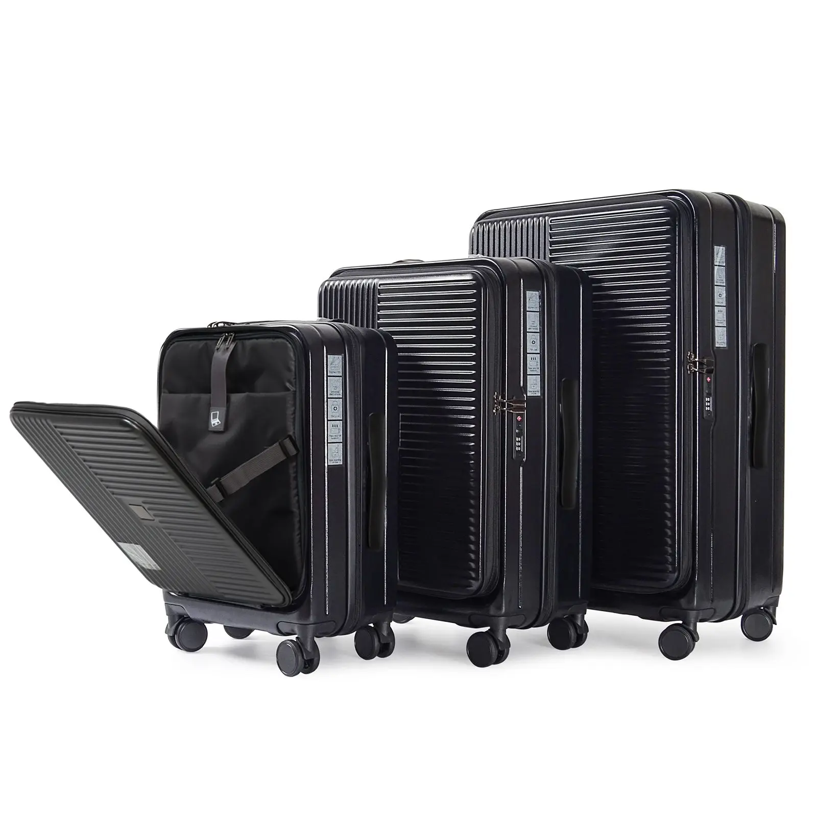 

Luggage,with front opening,TSA approved lock,hardshell suitcase,Black