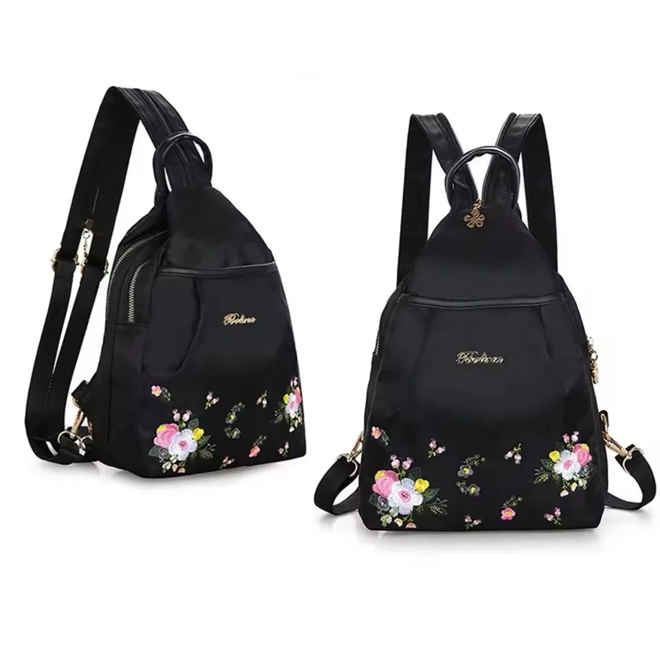 Oxford Women Backpack Fashion Embroidery Casual Shoulder Bags Large Capacity Crossbody Bag