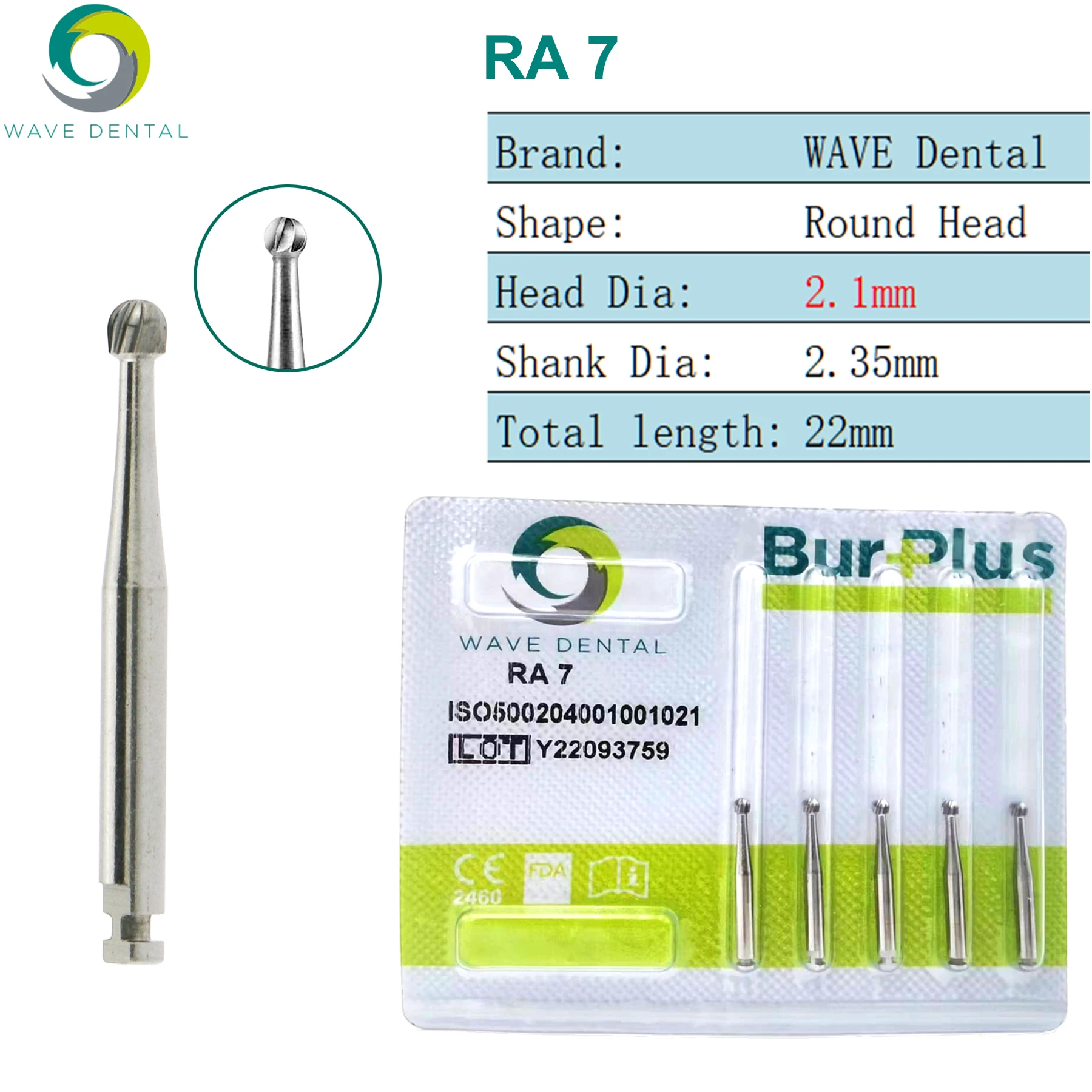 WAVE Tandheelkundige Burs Wolfraamcarbide Lage Snelheid Bur Tandheelkundige Aardbeien RA Ronde Bal Hoofd Tandheelkunde Boor Voor Tandarts 5 stks/pak