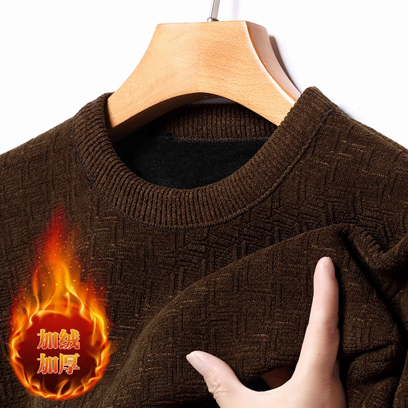 

Men's Fce Lined Thiened Comfortable round Ne Knitwear Dad Sle Casual Wear Polyester Fiber Long Sve Autumn Winter ...