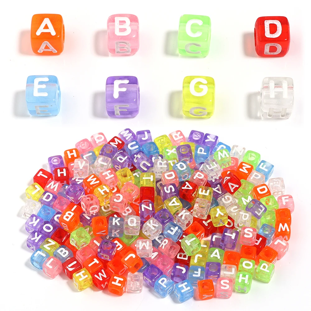 100 stücke Platz Acryl Buchstaben Perlen Gemischt Alphabet Lose Spacer Perlen Für Schmuck Machen DIY Charms Halskette Armband Zubehör