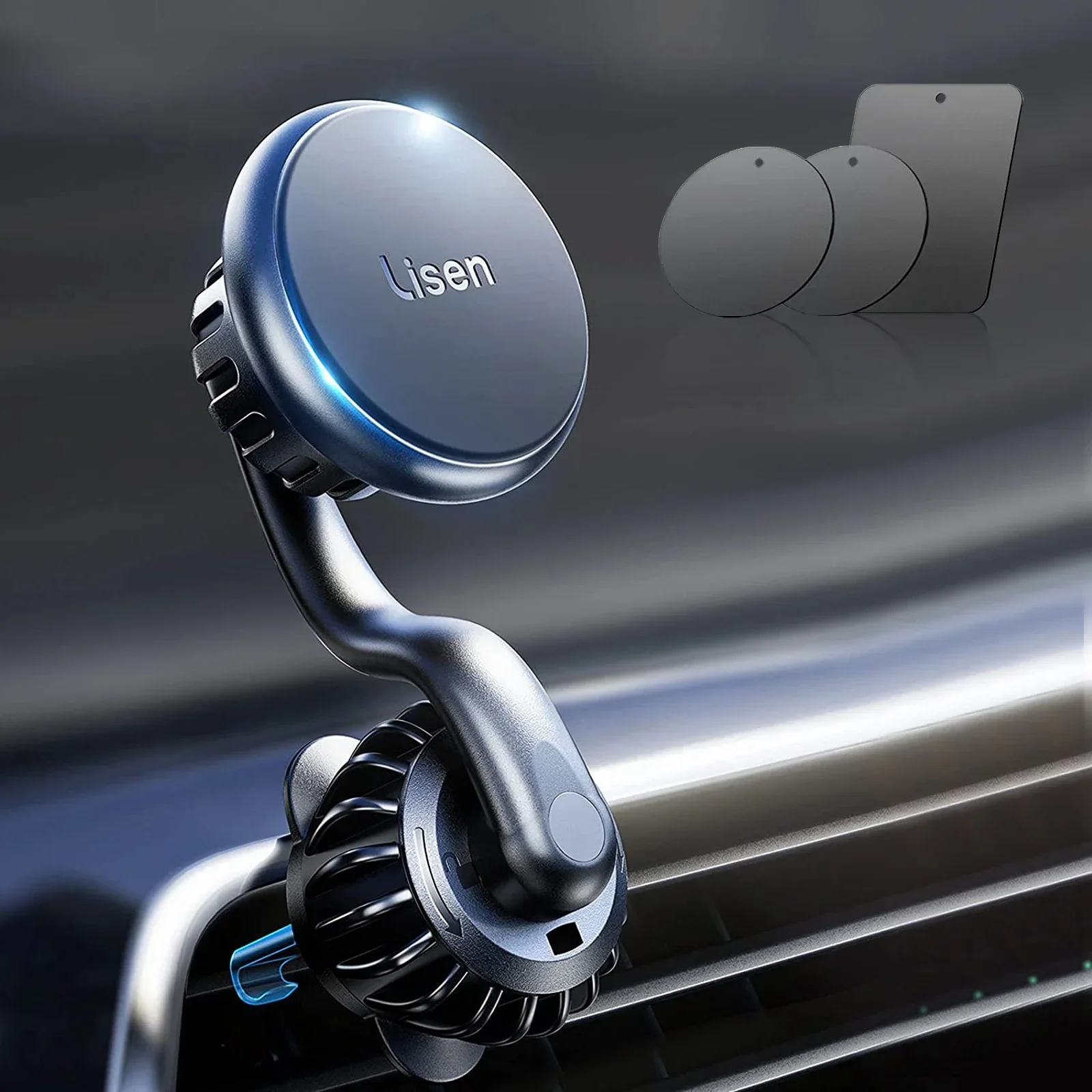 Lisen Flexible magnetic 360 smart phone holders for car Universal Magnetic Mobile Phone Stand Car Air Vent Mount image 2
