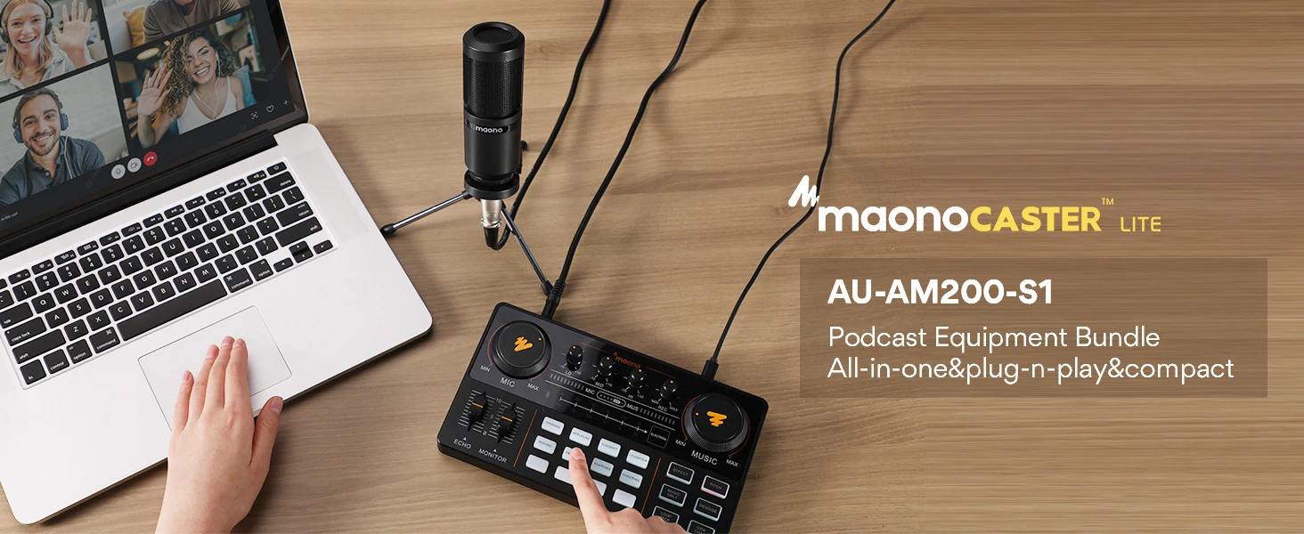 MaonoCaster AM200-S1 Audio-Interface Podcast-Studio Soundkarten-Set mit Mikrofon für Live-Streaming, Aufnahmen, YouTube, PC/Handy – Detail 8