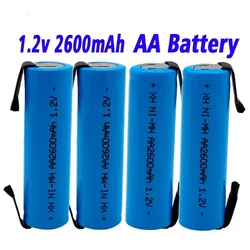 100% Original AA Akku 1,2 V 2600mah AA NiMH Batterie mit Solder Pins für DIY Elektrische Rasierer zahnbürste spielzeug