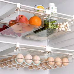 Drawer Type Food Storage Box for Refrigerator Clear Fruit Organizer Rack Holder Under Shelf Slide Plastic Kitchen Container