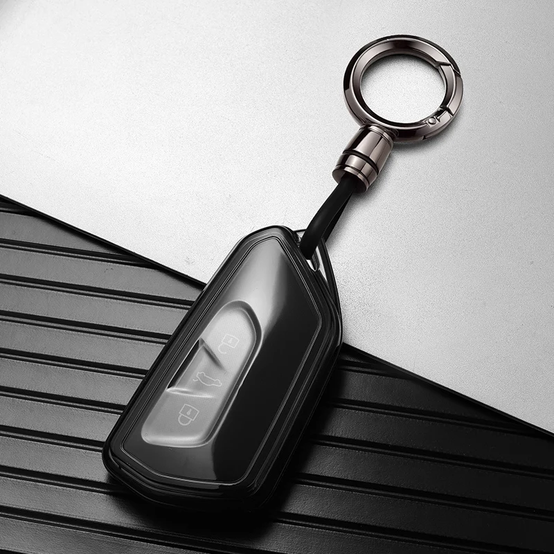 Transparent Soft TPU for VW Golf GTI R MK8 ID.3 ID.4 Seat Leon Tarraco Ateca Cupra Born Black Transparent Car Key Fob Case Bag
