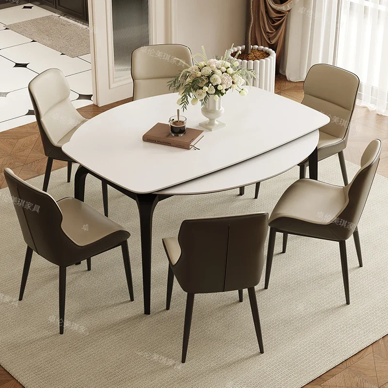 

Chair Combination Dining Table Simple Modern Small Round Corner Coffee Kitchen Extendable Mesa Para Cocina Restaurant Furniture