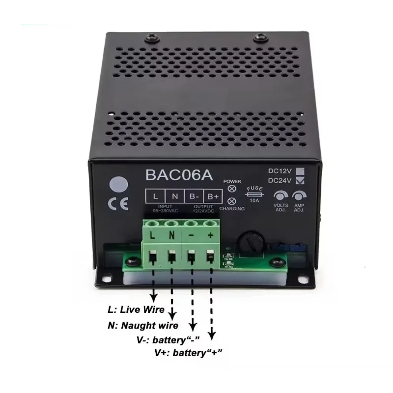 Diesel Generator Parts Float Charging Adapter Power Supply DC 24v 5A BAC06A 3A 6A Car Smart Battery Charger