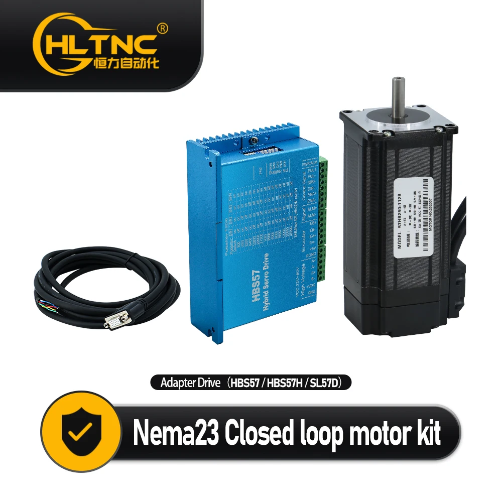 HLTNC Nema23 Motor de passo de circuito fechado 2Nm 2.5Nm 3Nm D = 8mm Nema 23 Servo motor de passo híbrido com unidade HBS57H HBS57 SL57D CNC
