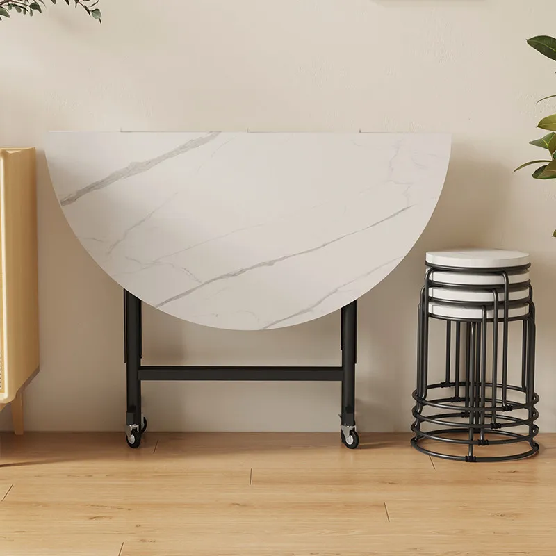 Folding table Round dining table Household simple storage Living room Dining table Hotel 10 people 12 people Dining