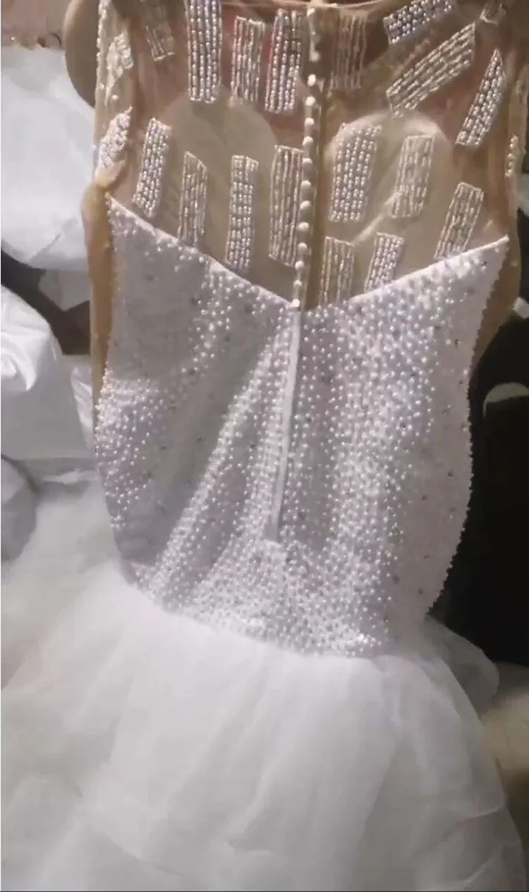 Aangepaste romantische ronde hals kanten applicaties trouwjurk Robe De Mariée plus size illusie lange mouwen landelijke stijl bruidsjurk