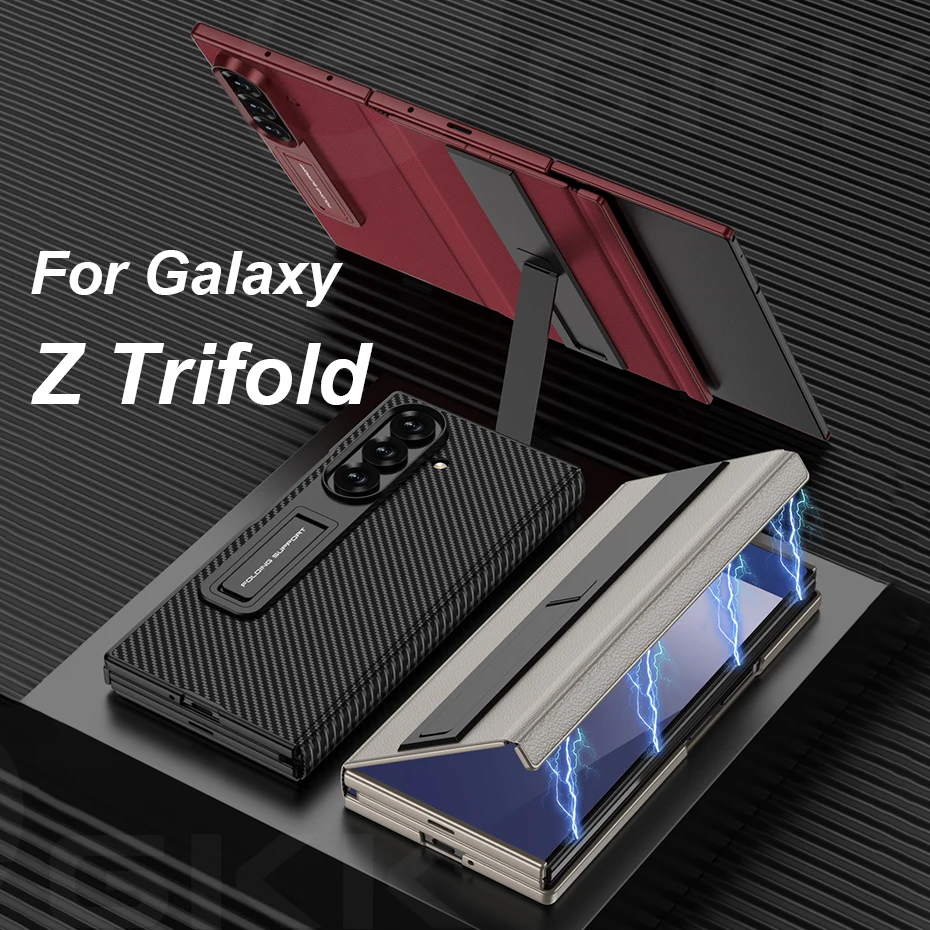 

Magnetic Fold Leather All-included Case For Samsung Galaxy Z Trifold Outer Screen Glass Plastic Cover For Galaxy Z Trifold Case