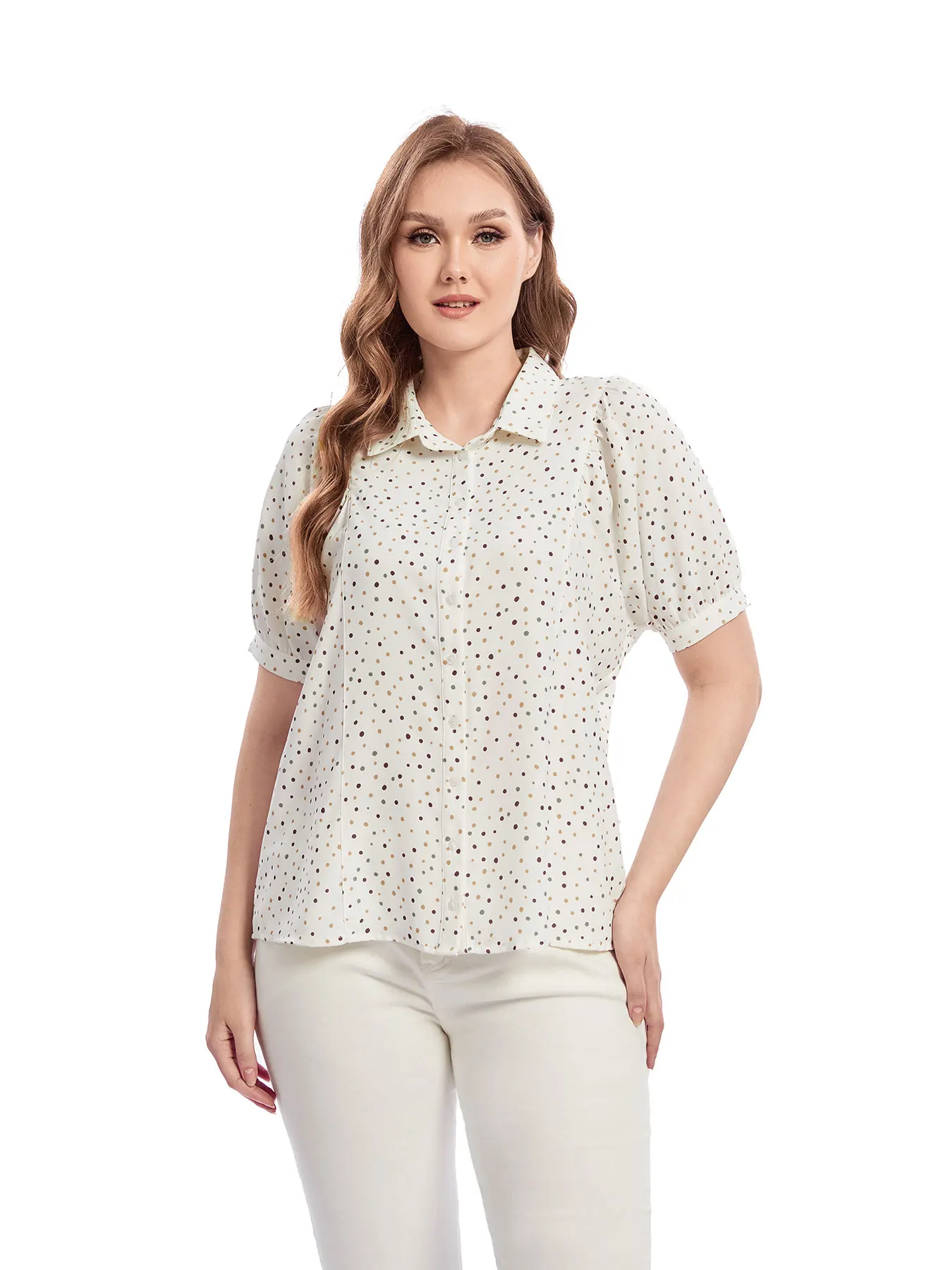 Women Plus Size Woven Spring And Autumn Fashionable Shirt
