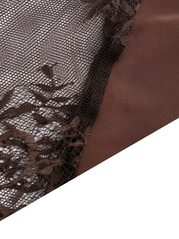 

HH 2026 Woman Spring Trend Fashion Lace Splicing Decoration Zipper Sexy Long Skirt Female Commuting Versatile High Street Skirt