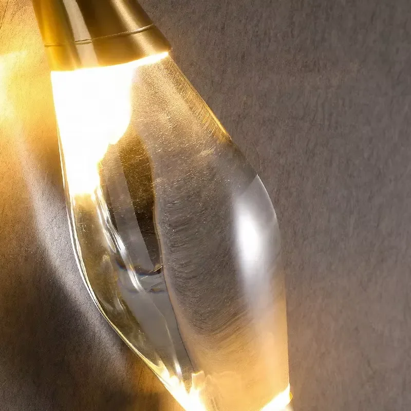 New Design Modern Full Copper Gold Crystal LED Wall Light for Living Room Home Hotel Decoration view 5
