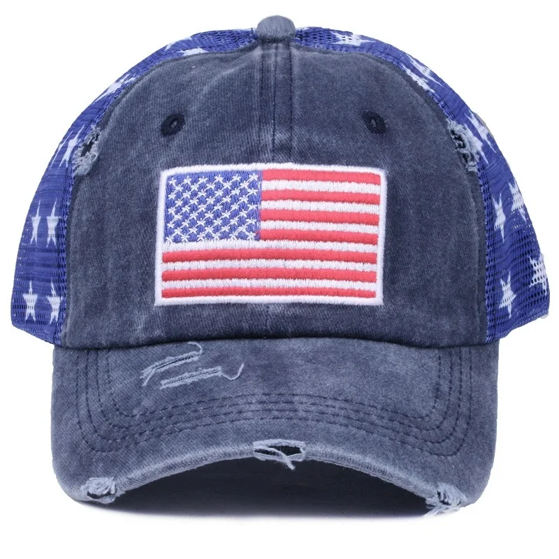 Washable Baseball Cap with Embroidery Sun Protection Hat with Embroidered Mesh Make America Great Again Sun Hat