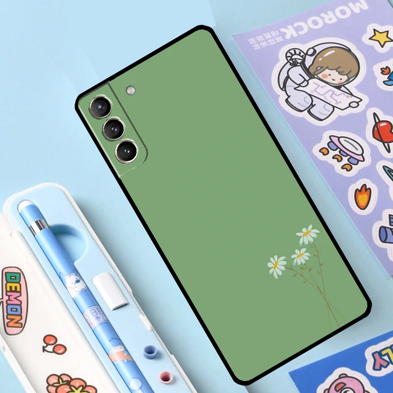 Aesthetic Sage Green Case For Samsung Galaxy S23 S22 S21 Ultra S20 FE S9 S10 Note 10 Plus Note 20 Ultra Full Cover