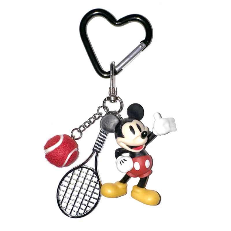 Cartoon Cute Tennis Racket Mickey Mouse Keychain Charm Fashion Welcome Mickey Heart Shape Bag Pendant Birthday Gift