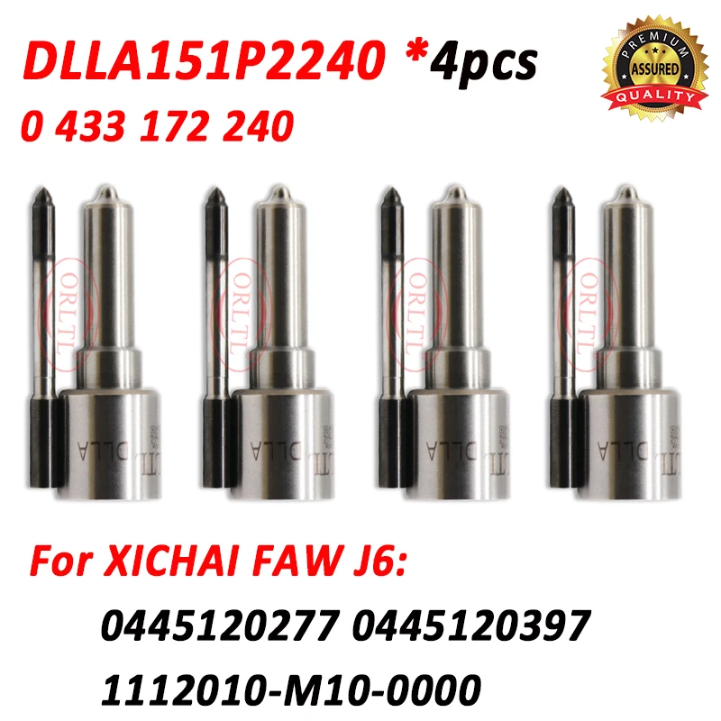 

4pcs DLLA151P2240 0433172240 New Diesel Fuel Injector Nozzle DLLA 151 P 2240 for XICHAI FAW J6 0445120277 0445120397