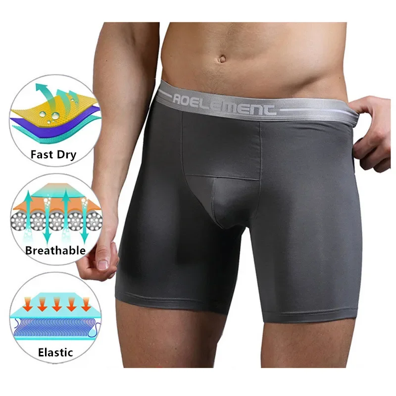 Sports Extra Long Boxers Men Boys Underwear Plus Size 7XL 6XL 5XL Anti Friction Fit Male Underpants Lengthen Exstended Panties