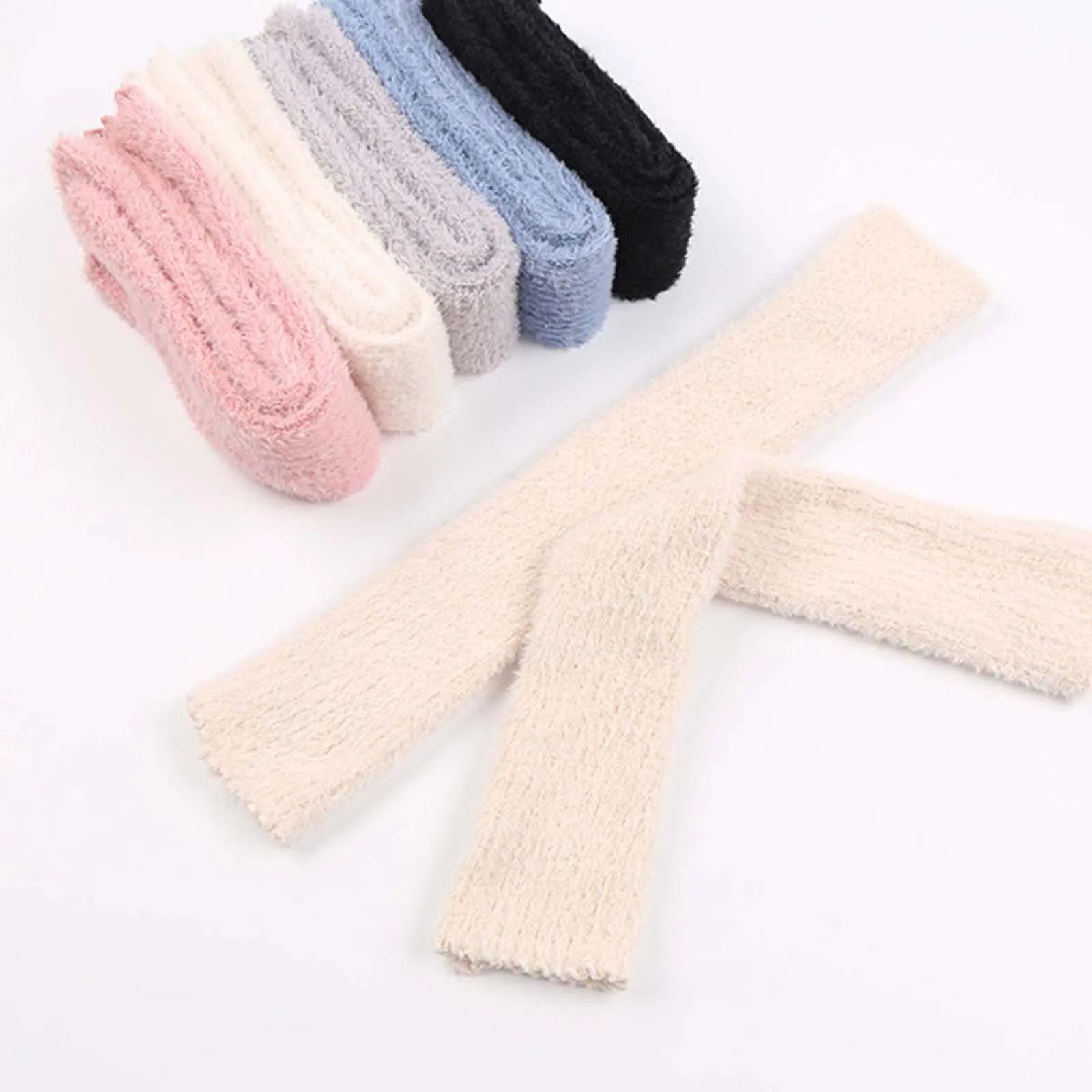 

Women Knit Leg Warmer, Elegant Furry Solid Calf Cover Boot Socks Streetwear for Daily Party
