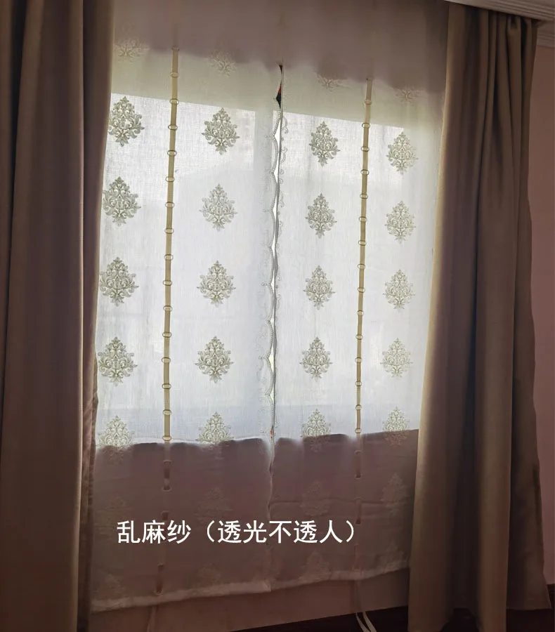 Scalloped Roman curtains that transmit light and impermeable curtains kitchen gauze curtains European bedroom floating curtains