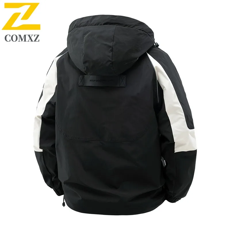 ​COMXZ Men Jacket Classics Hooded Outdoor Camping Windproof  Windbreaker Camping Travel Breathable Casual Spring Autumn Coat