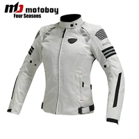 Chaqueta de motocicleta para mujer, chaqueta protectora de malla ligera y transpirable para las cuatro estaciones, traje de Motocross, protección CE