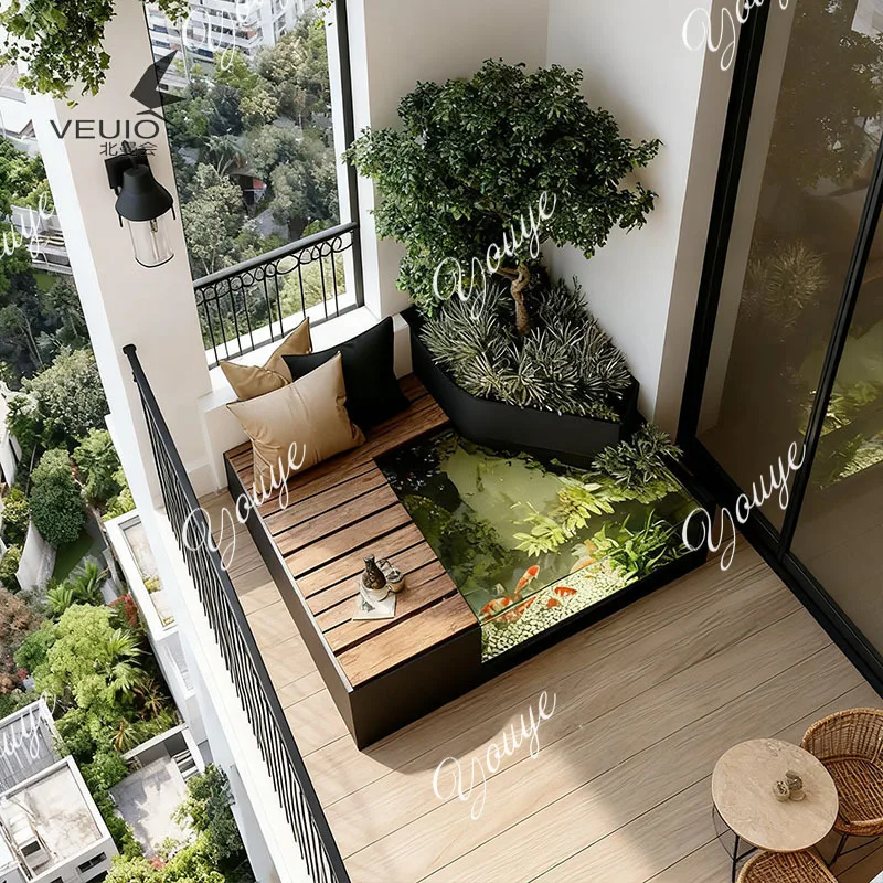 Stainless steel circulating water fish pond seat fish tank courtyard outdoor balcony garden water feature terrace flower box
