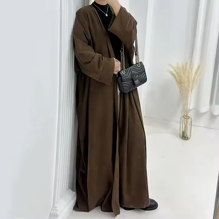

Modest Open Abaya Cardigan Muslim Women Maxi Dress Turkey Arabic Kaftan Robe Islamic Eid Ramadan Kimono Long Coat Abayas Kebaya