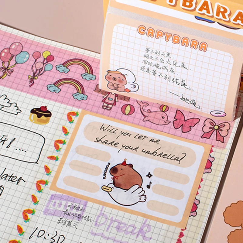 40 ورقة/حقيبة ملاحظات تبويب سحب كابيبارا اللطيفة لسكرابوكينغ بنفسك، مذكرة الاجتماعات، تذكير الجدول الزمني، إدارة الملفات، مكتب الدراسة