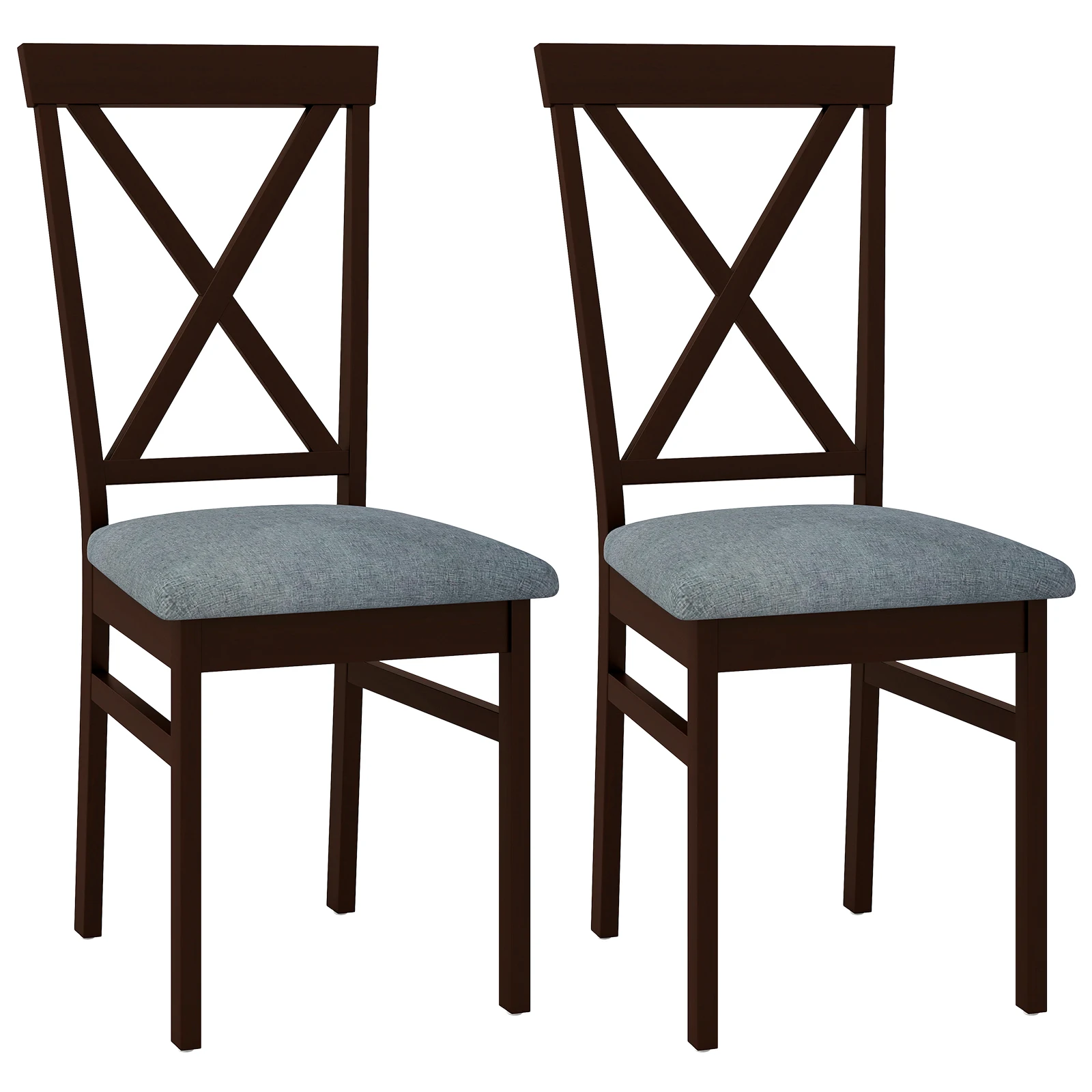 

Modern Dining Chairs Set of 2 w/ Rubber Wood Frame Hollowed Backrest for Kitchen