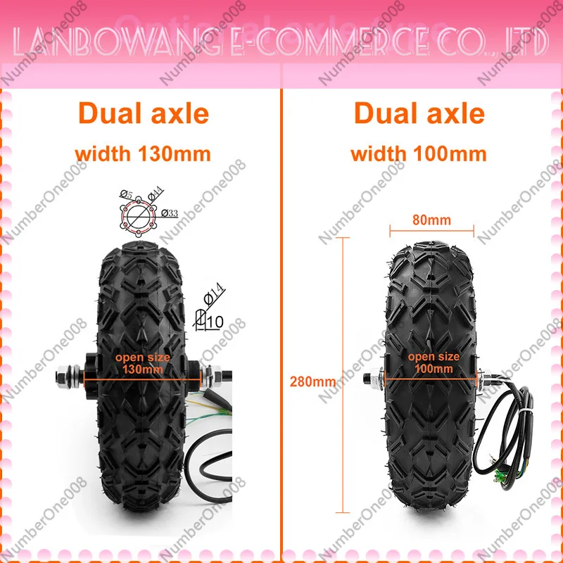 10 Inch 48V 350W Dual Drive Brushless Geared Hub Motor Wheel for Scooter Cart