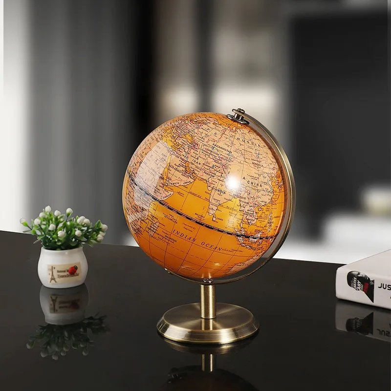 Retro Globe Decorations, Creative Globe Light, Luxury Display Styling, Vintage Family Wine Cabinet Decoration, Bookcase Decorati