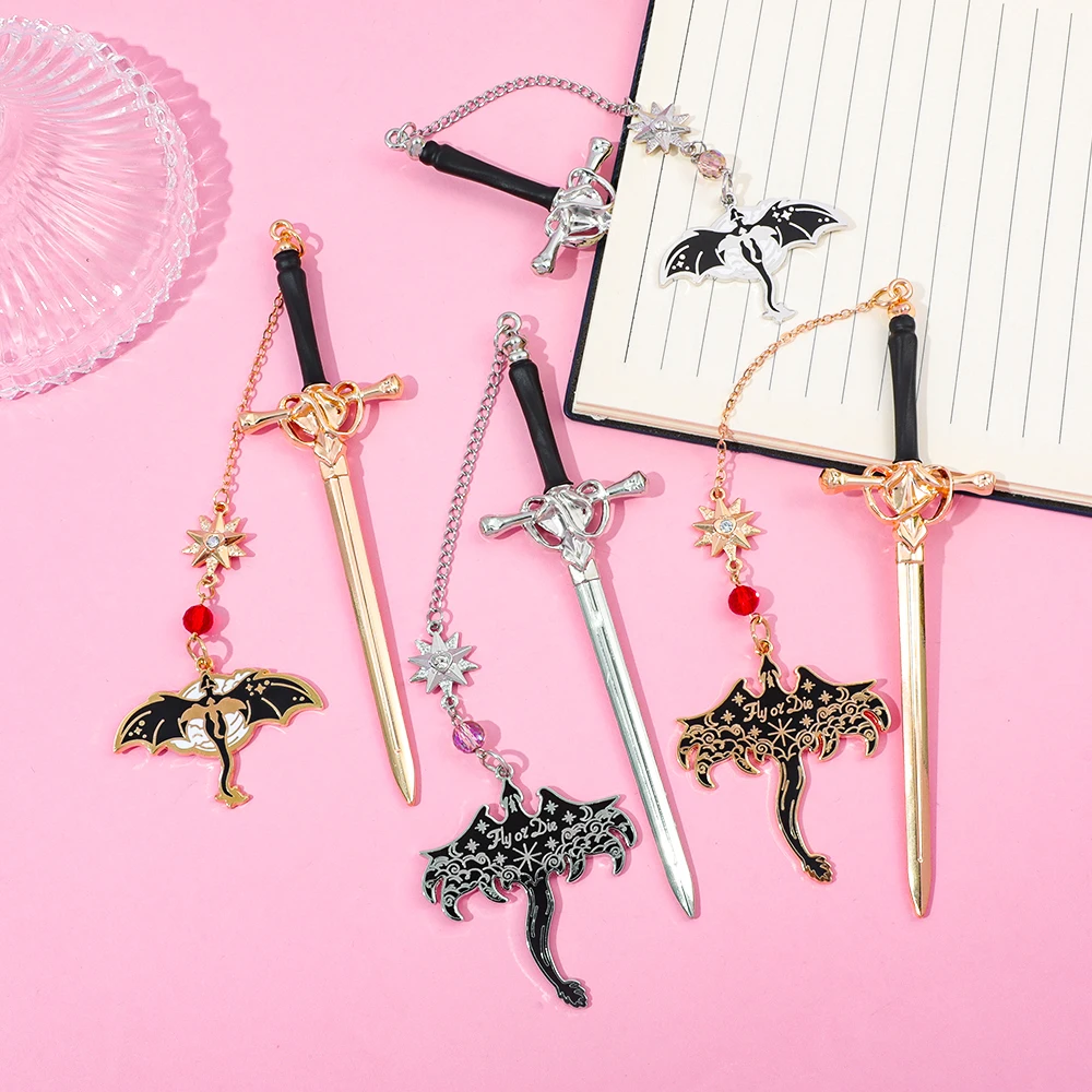 الإبداعية سيف الساموراي القراءة زخرفة المرجعية، الرجعية الفضة/الذهب معدن أربعة مجنح التنين شنقا زخرفة المرجعية.