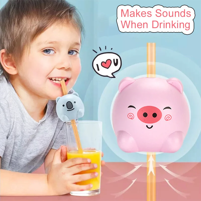 Dierengeluidsrietjes, pratende rietjes, interactief geluidsdrinkspeelgoed voor kinderen