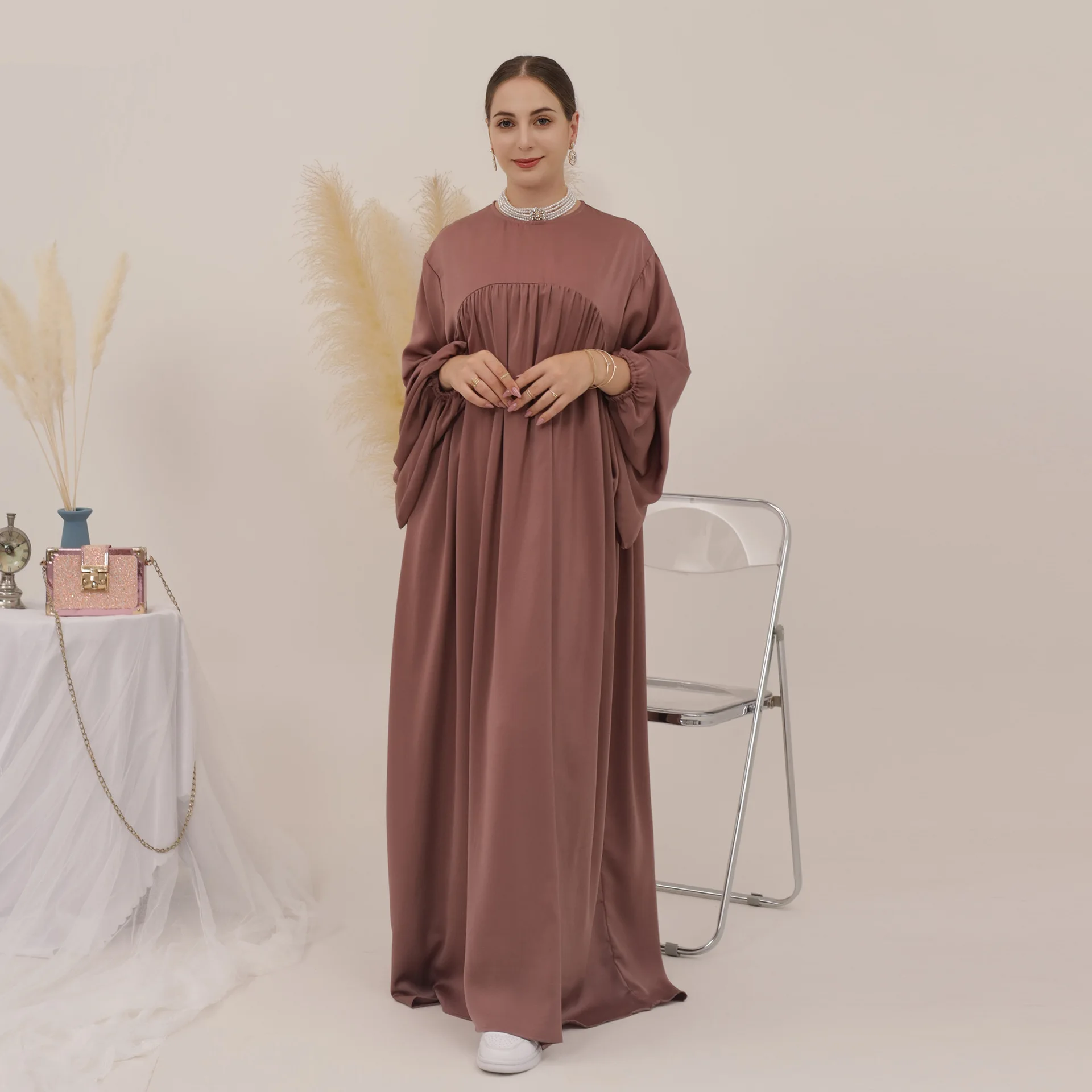 islamic long dresses with sleeves Islamic Women Muslim Long Sleeve Maxi Dress Evening Kaftan Dubai Dresses Arab