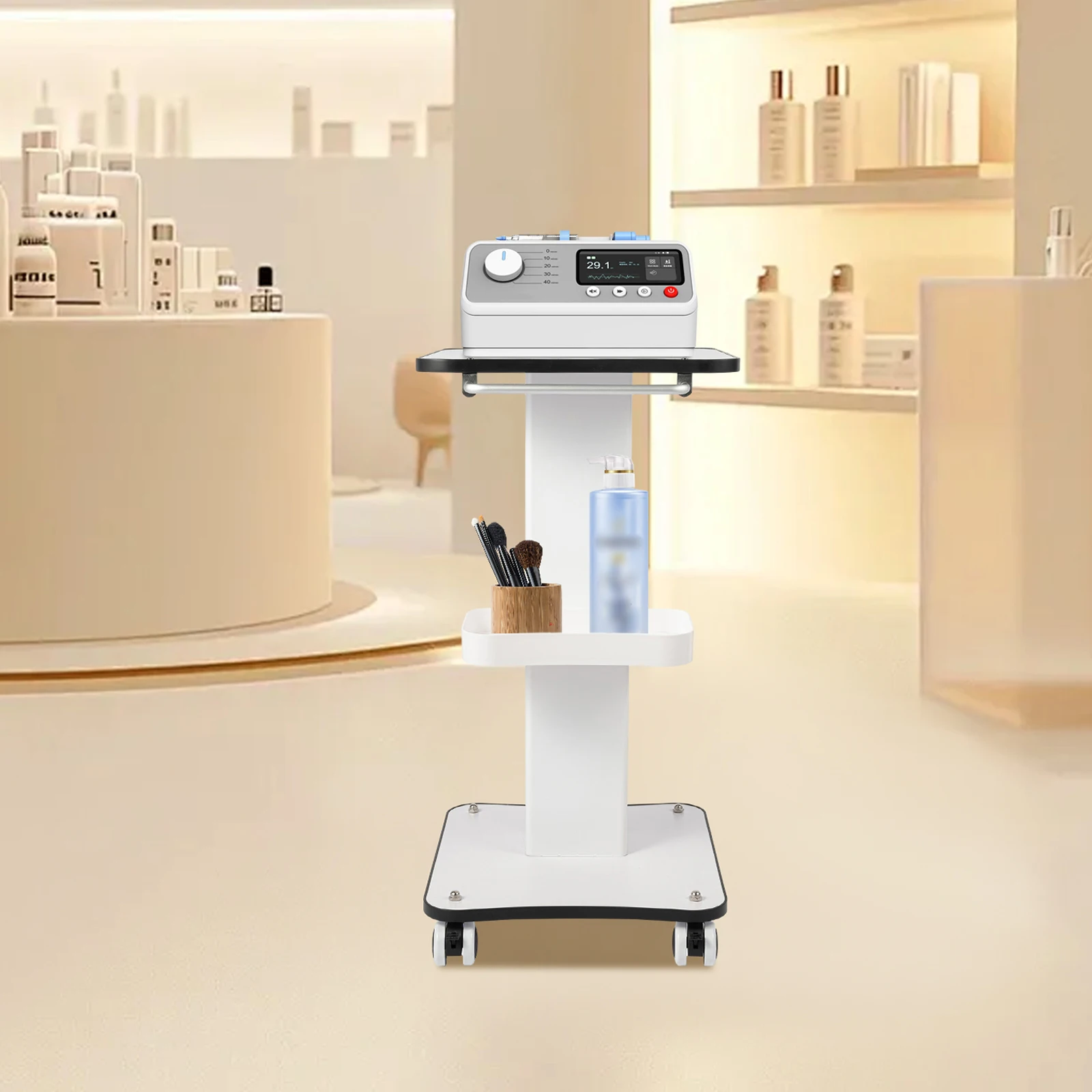 

Тележка-органайзер SPA Beauty для инструментов, 3-слойная, 3D-дизайн, 4 бесшумных универсальных колеса, с фиксирующими тормозами, грузоподъемность 33 фунта