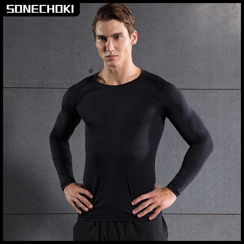 Compression Running Shirt Men Quick Dry Long Sleeve Sportswear For Male Gym Clothing Fitness Tee Training Workout Muscle Top image 2