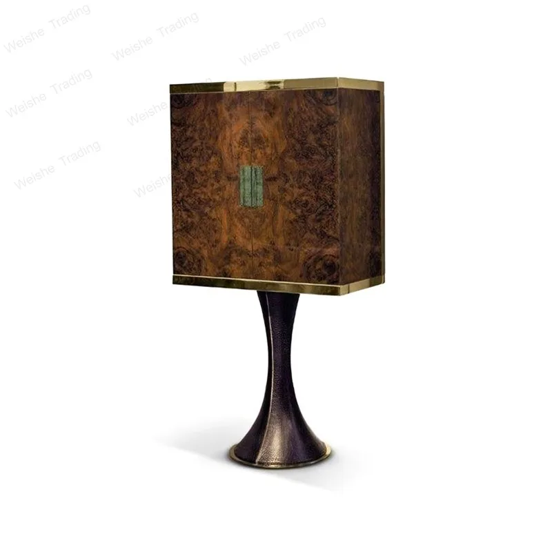 Italian light luxury glass wine cabinet designer modern high-end villa living room solid wood display locker